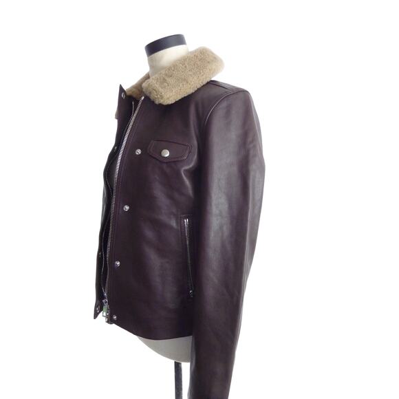 Madewell Sherpa Collar Asymmetric Jacket Leather S - Picture 4 of 7